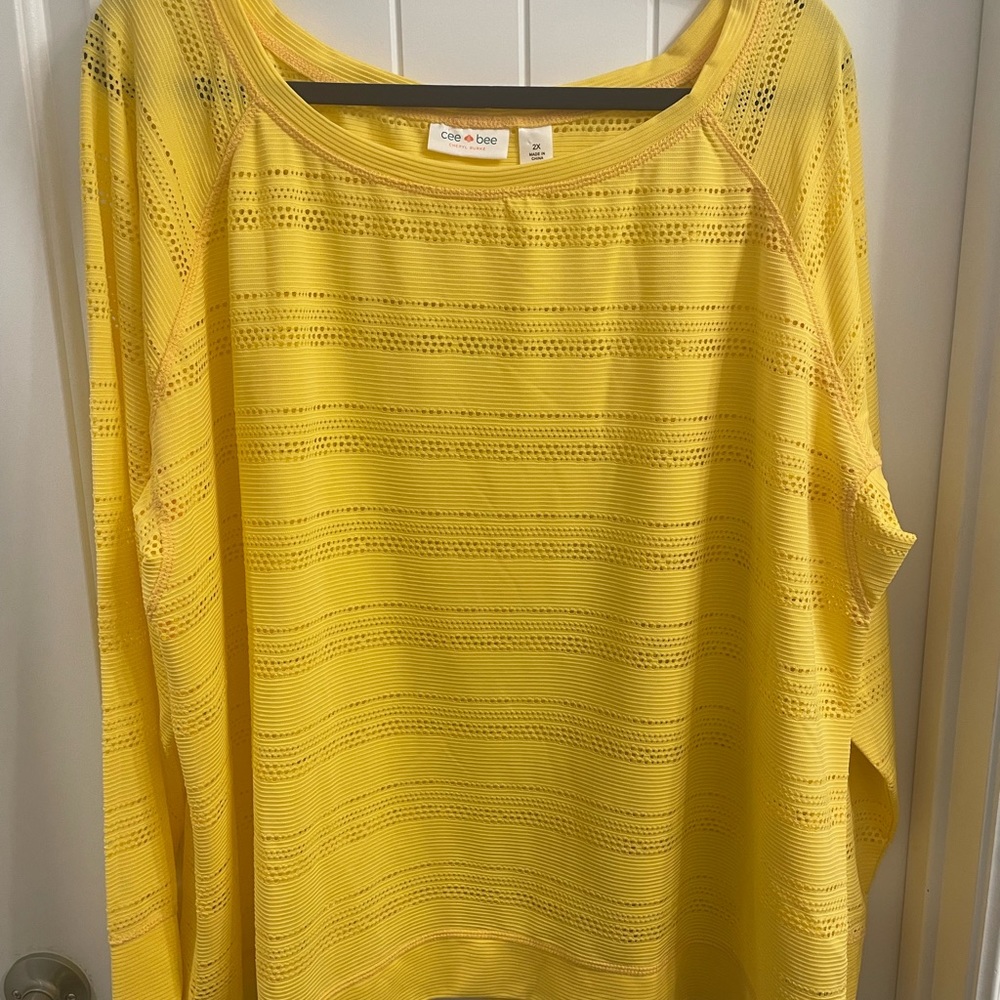 Cee Bee by Cheryl Burke Plus Size 2X Yellow Long Sleeve Top